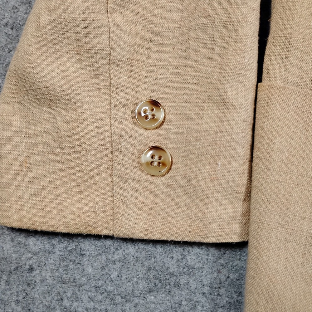 Schrauer Sport Vintage Tan Linen Textured Blazer Jacket Size 8 Beige - Picture 3 of 10